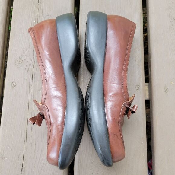 Vintage 90s y2k Dansko Danielle Bow Brown Leather Chunky Lolita Slip-on Loafers - Picture 3 of 7